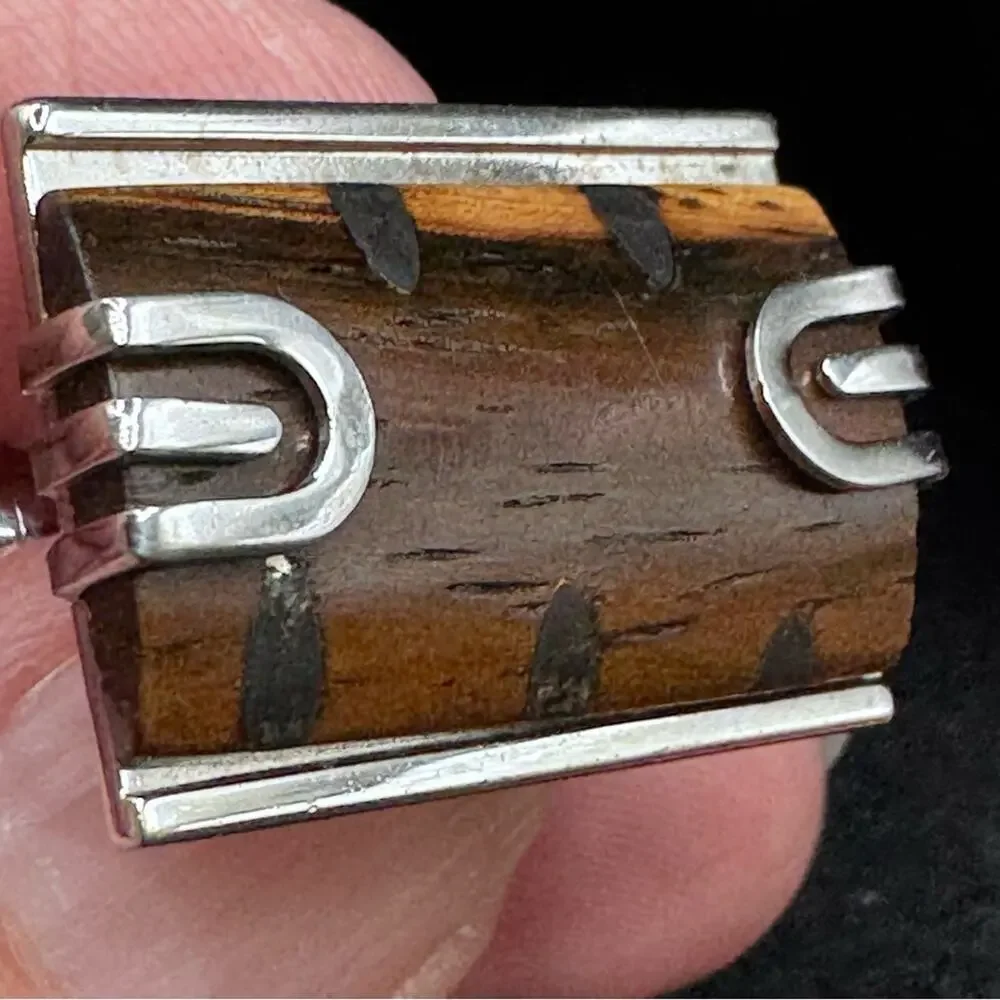 Swank Cufflinks Rosewood with Silver Toned Inlay Art Deco